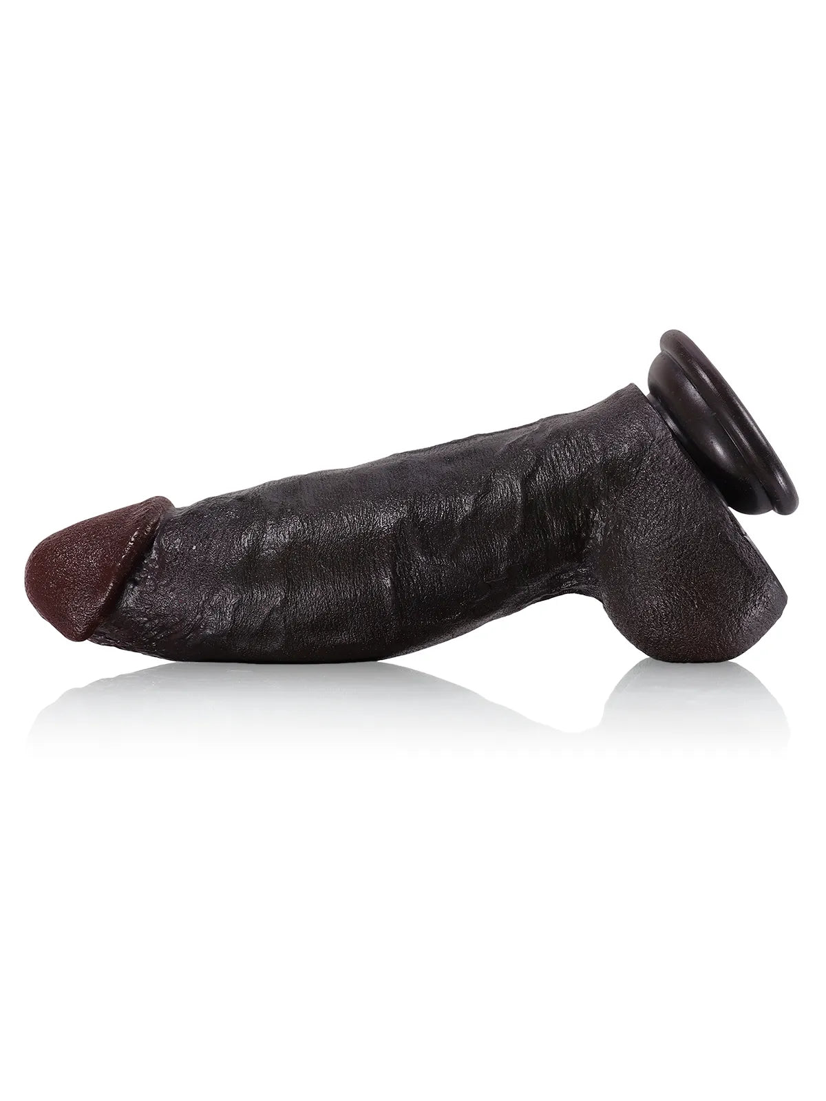 21,8 cm Tjock Kort Svart Realistisk Dildo med Detaljerad Textur