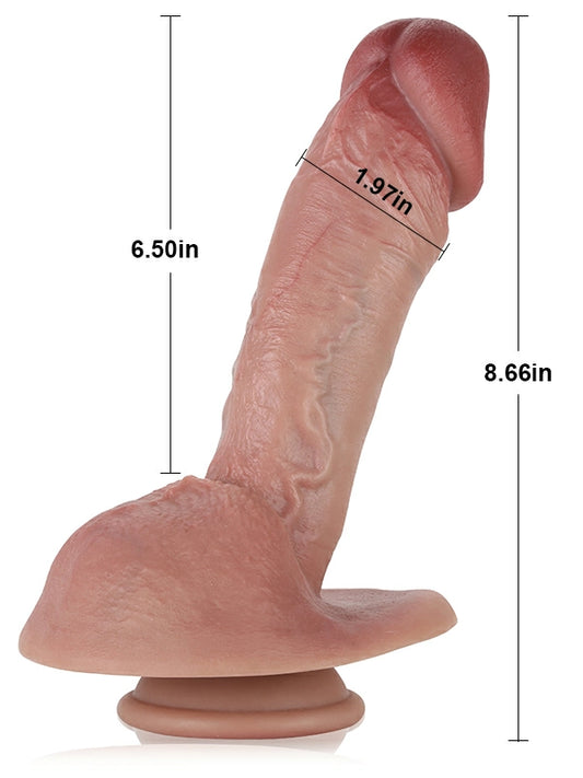 22 cm Realistisk Dildo I Silikon Med Pung Och Sugkopp