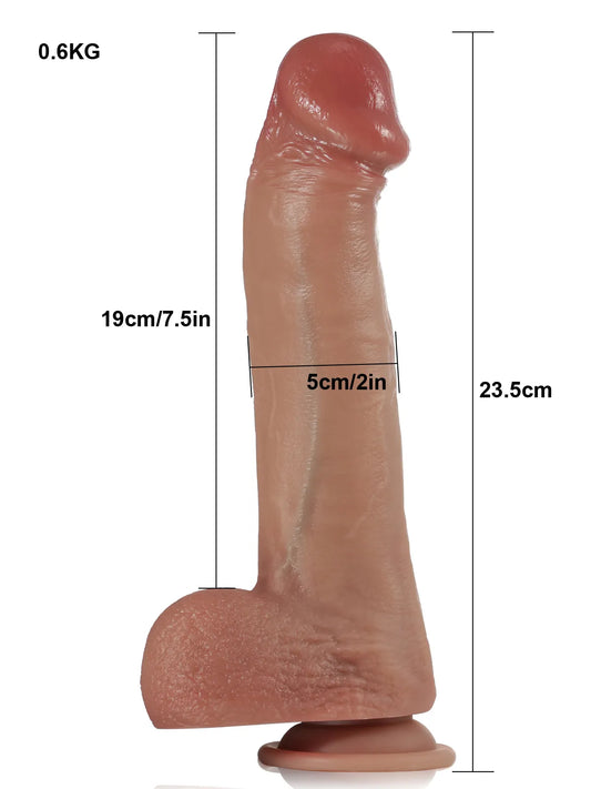 23,5 cm Kraftfull Dildo med Stöt, Vibration & Värmefunktion