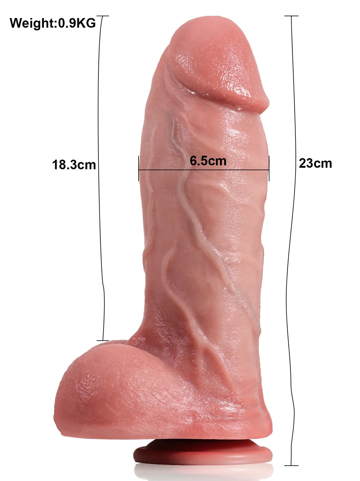 23 cm Kraftfull Stötande Dildo med Vibration, Värme & Fjärrkontroll