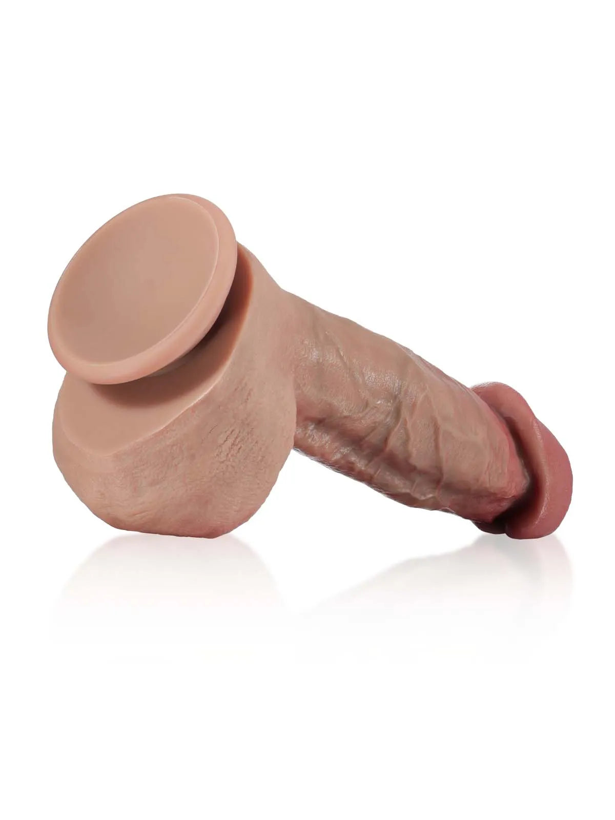 23 cm Realistisk Dildo med Mjuk Hud, Svullen Eichel, Ådrig Struktur
