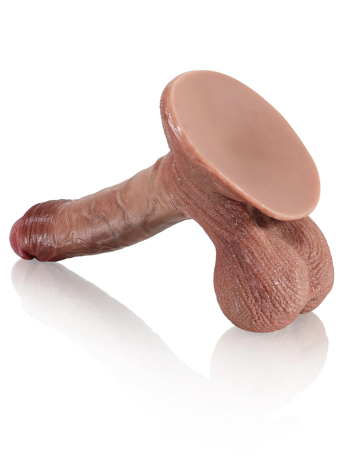 24,5 cm Brun Realistisk Dildo med Rörliga Testiklar och Naturtrogen Hud