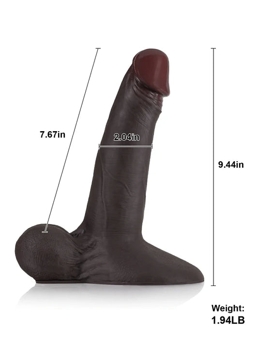 24 cm Glidande Hud Black Realistisk Dildo