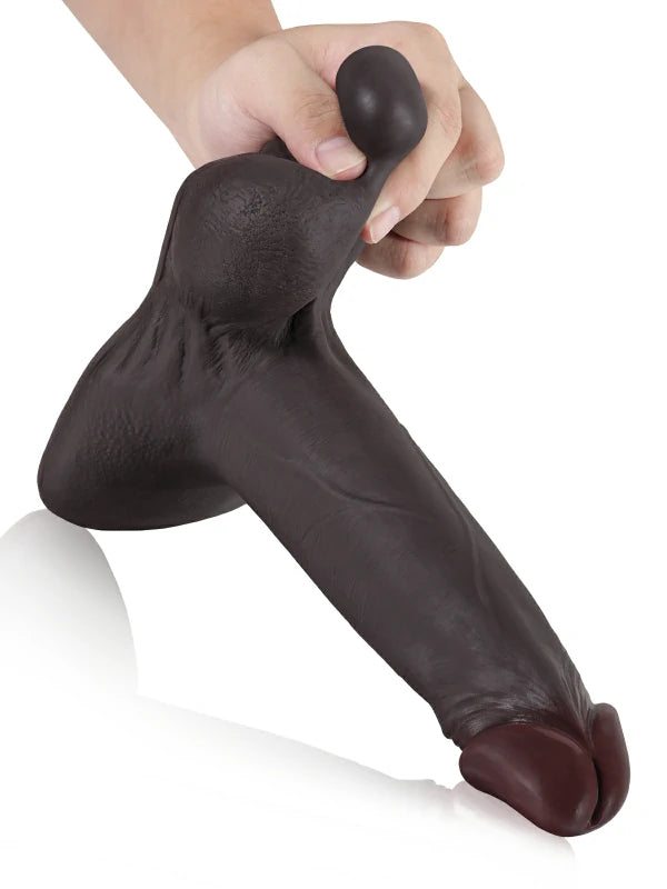 24 cm Glidande Hud Black Realistisk Dildo