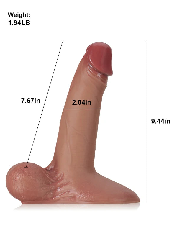24 cm Glidande Hud Black Realistisk Dildo