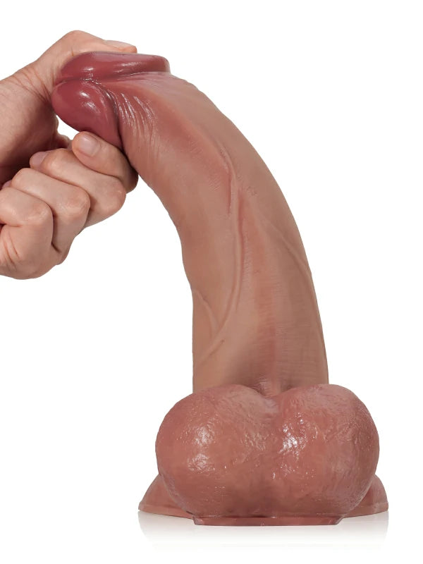 24 cm Glidande Hud Black Realistisk Dildo
