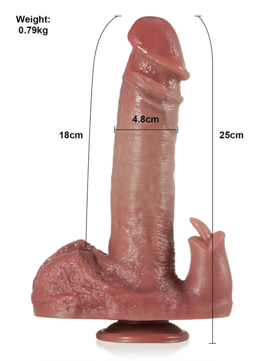 25 cm Teleskopisk Vibrerande Dildo med Klitorisstimulerande Lickfunktion
