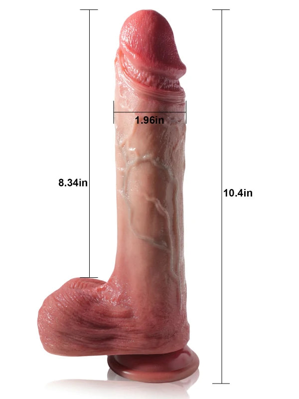 26.4 cm Hudfärgad Stor Vibrerande Thrusting Dildo med 7 Thrustlägen & 3 Vibrationslägen