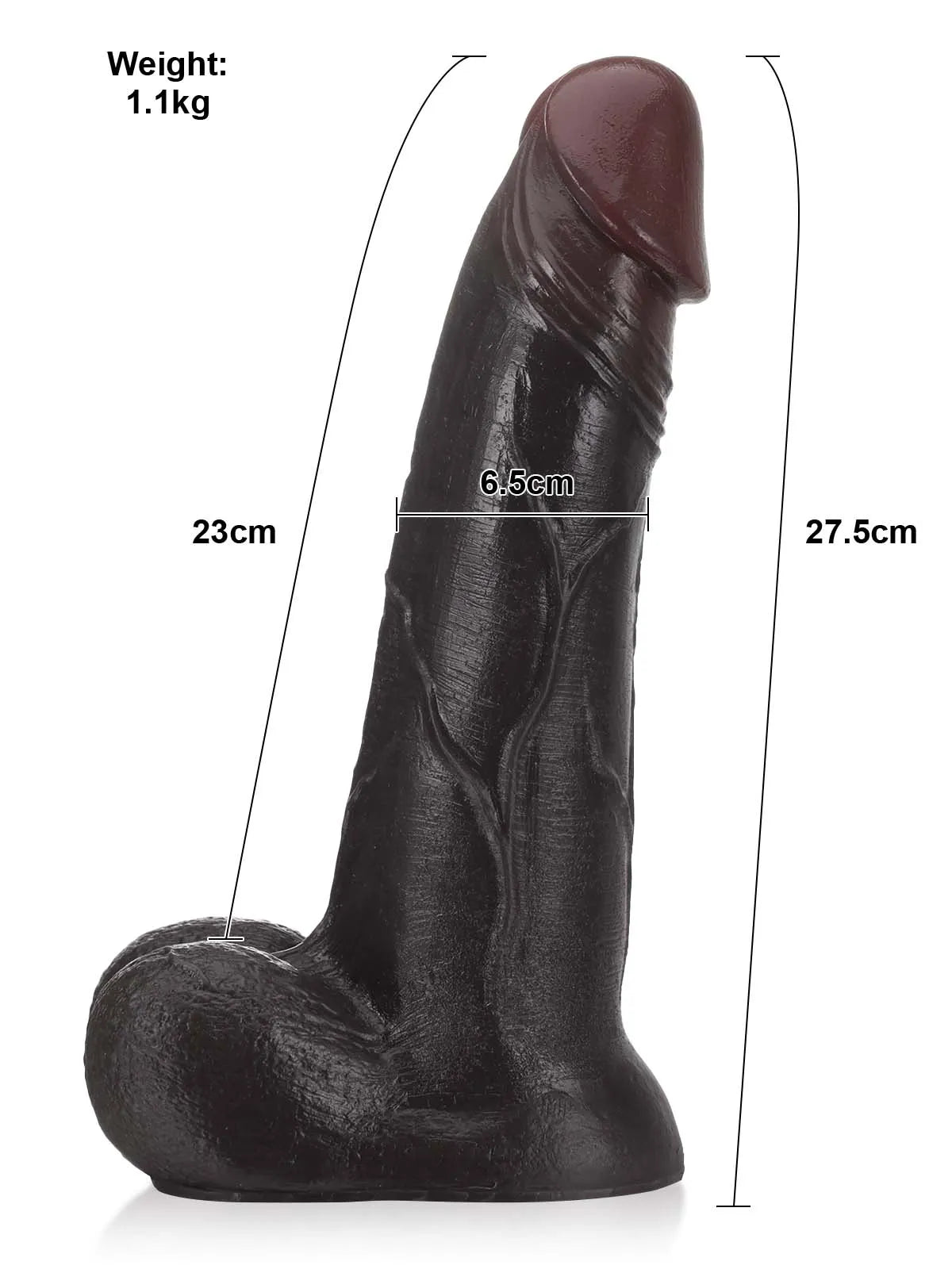 27,5 cm Stor Realistisk Dildo med Rörlig Hud, Testiklar och Vac-U-Lock-Fäste