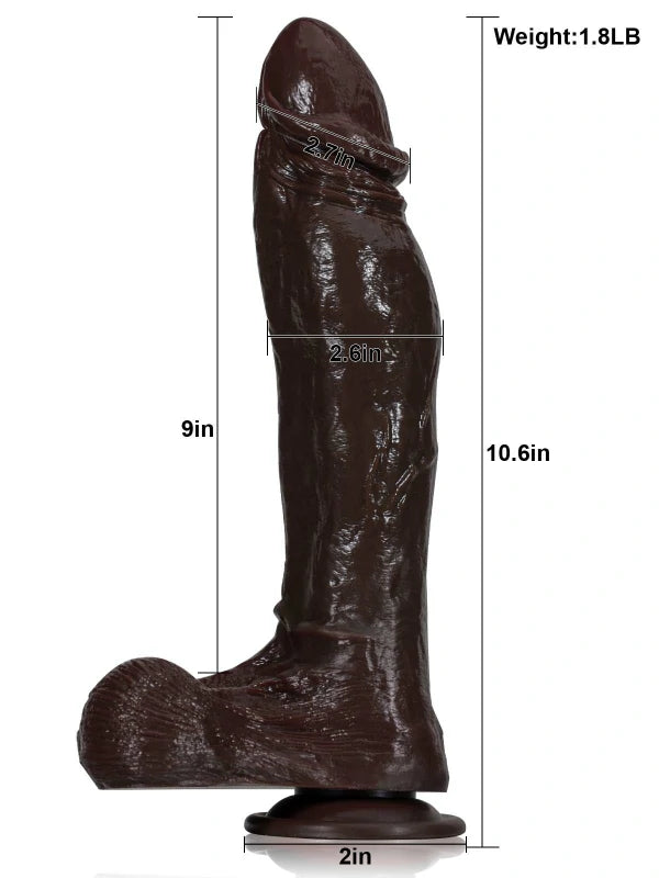 27 cm Svart Stor Thrusting Dildo