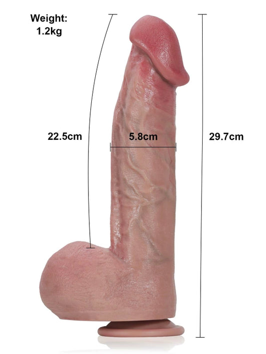 29.7 cm Naturlig Textur Grov Dildo med Dragon Bone Förstärkning och Stark Sugpropp