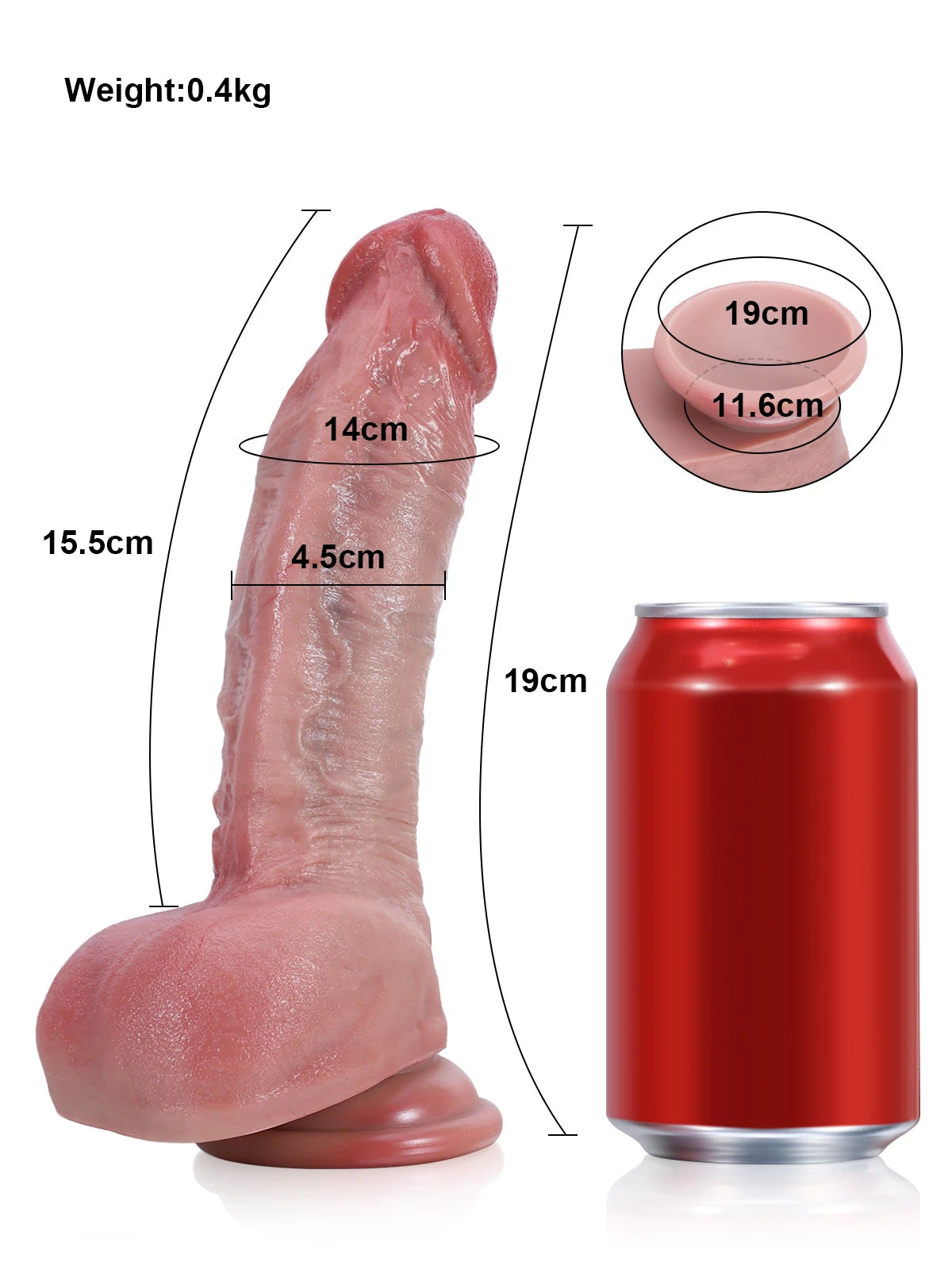 18,5 cm Realistisk Dildo med Sugpropp – Mjuk och Perfekt för Nybörjare