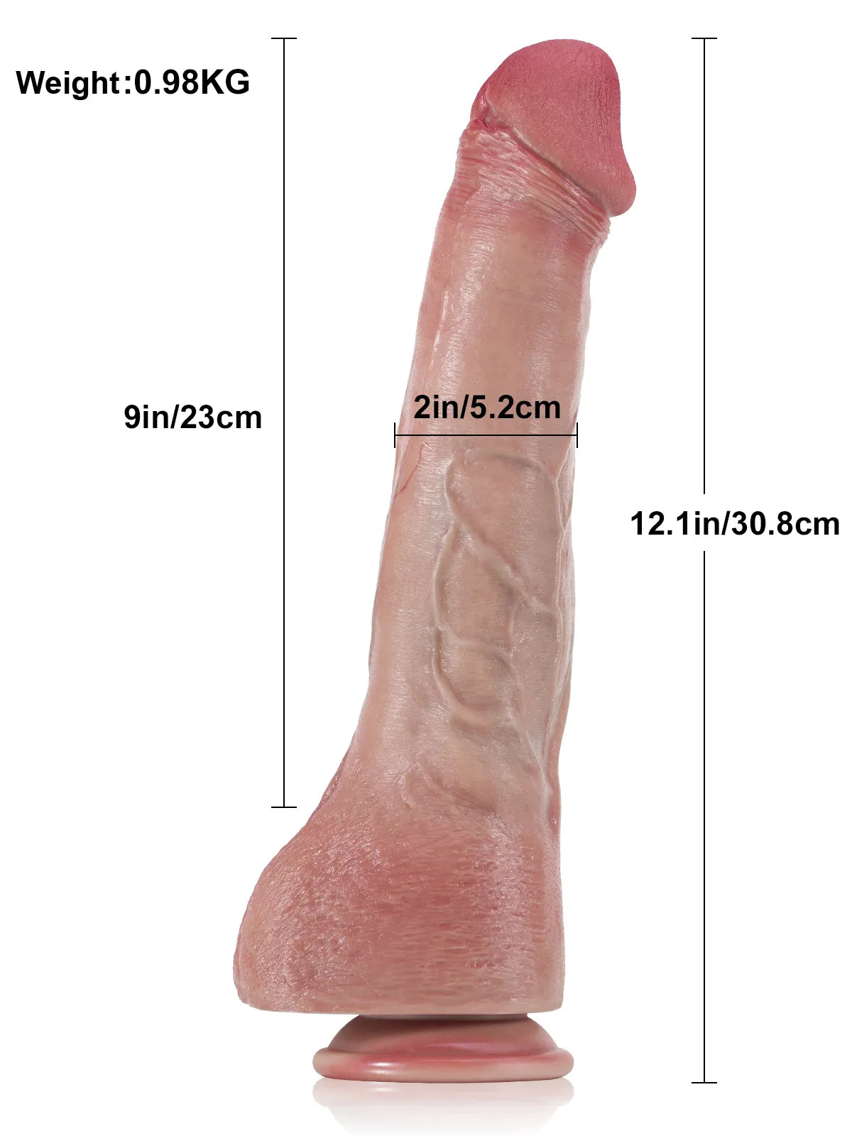 30,8 cm Böjbar Stor Anal Dildo i Hudton med Metallkärna