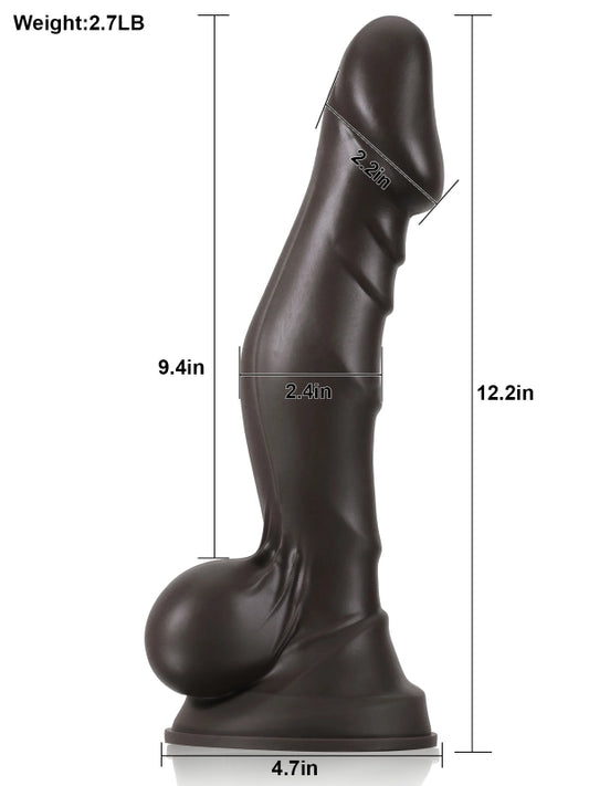 XXL Svart Jatte Dildo Med Testiklar SID126-Black