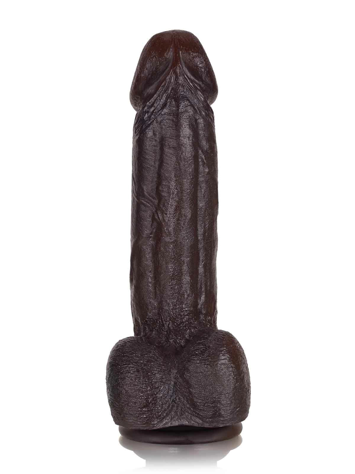 21,5 cm Böjd G-punkts Dildo i Svart | Metallkärna & Skulpterad Ryggrad