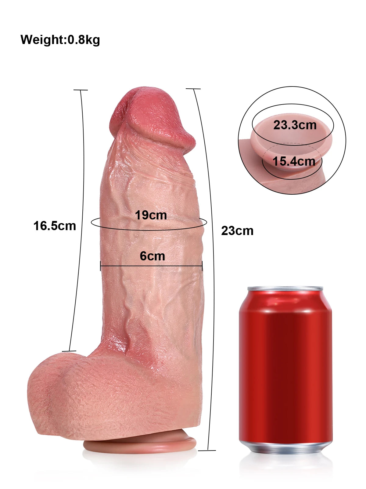23/28cm Tjock Realistisk Dildo med Rundad Topp och Fyllig Sammansättning