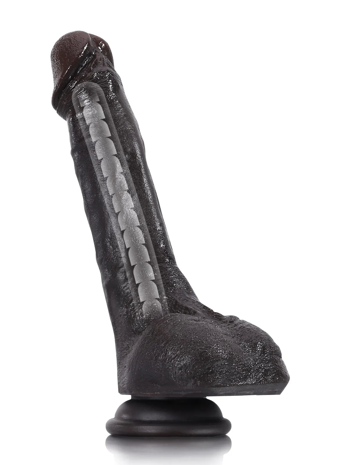 20 cm Realistisk Svart Mjuk & Flexibel Dildo i Silikon med Keel-Design