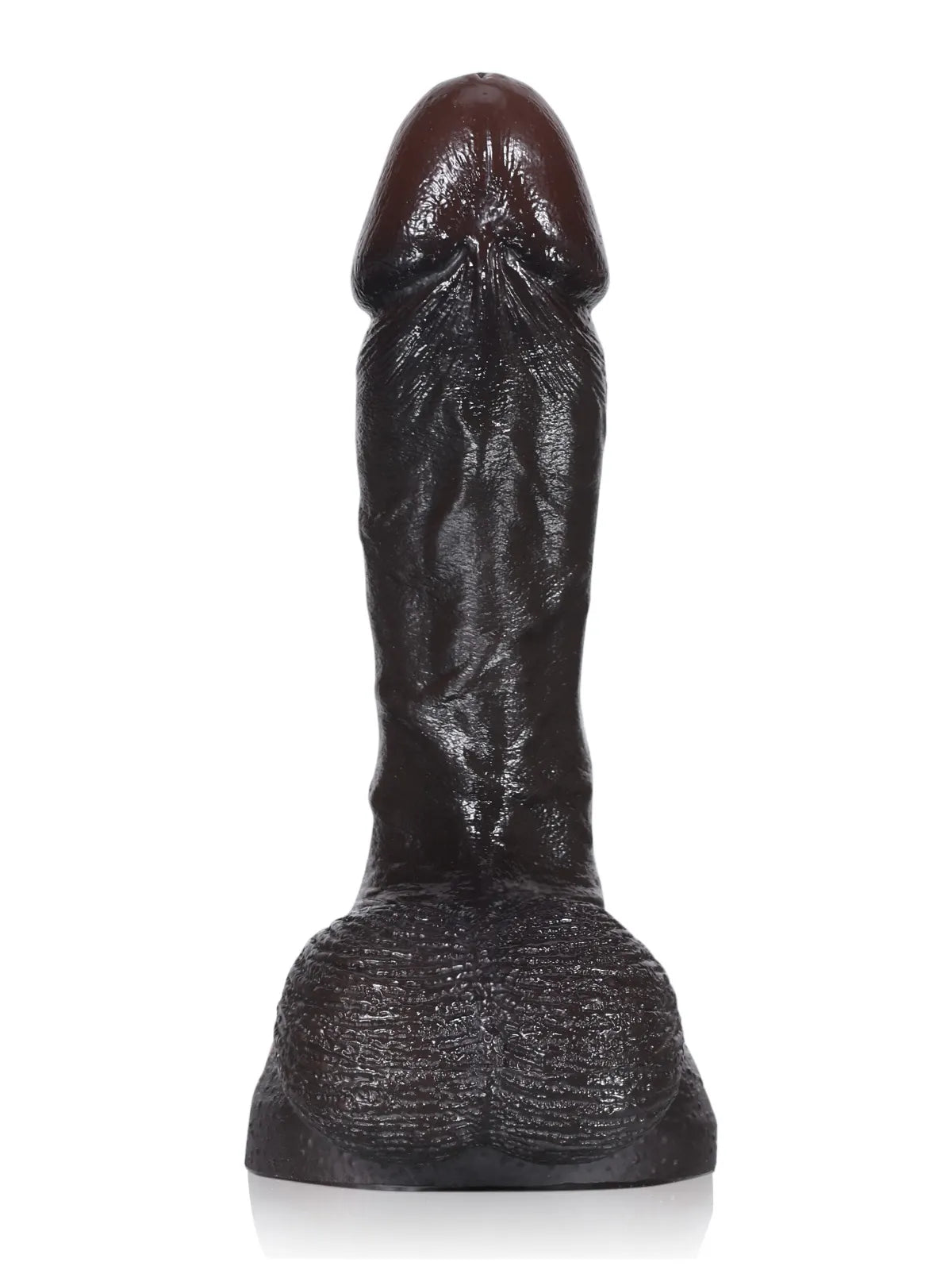 15,8 cm Liten Mjuk Realistisk Svart Dildo med Rörliga Testiklar