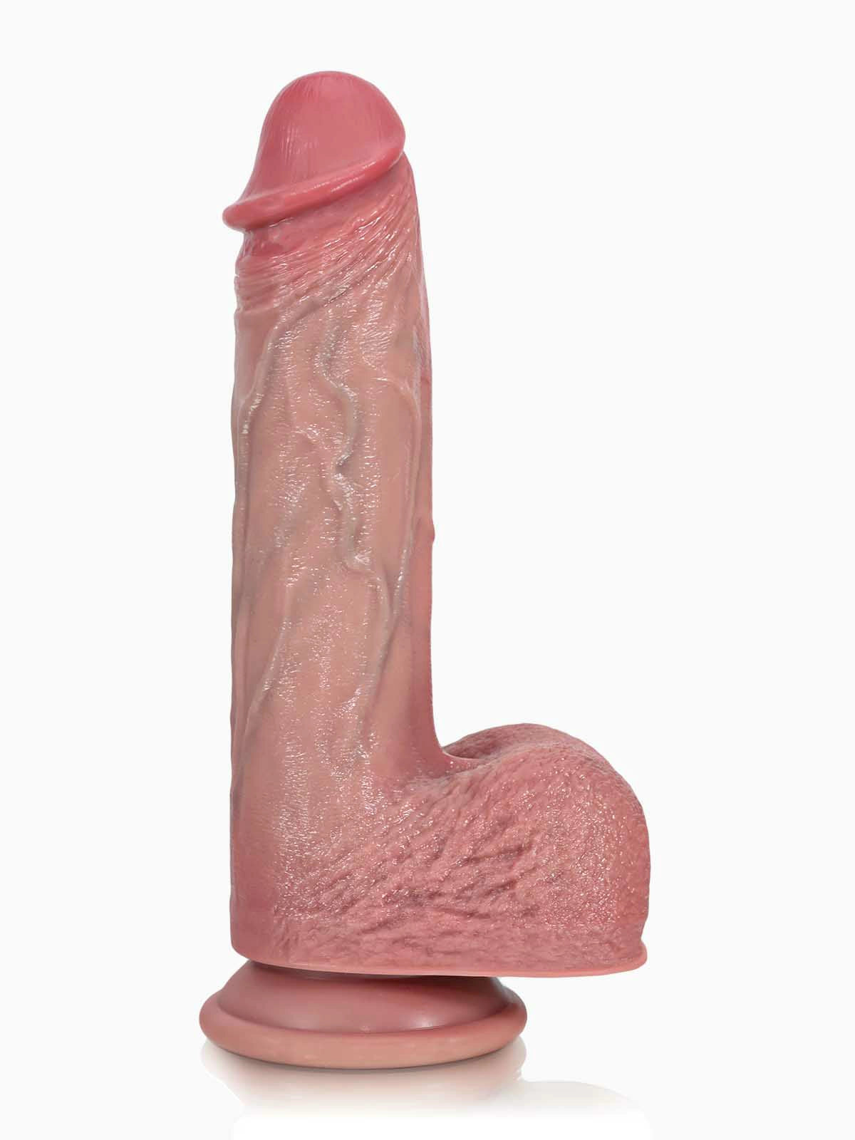 Leon - Stötande Dildo med Veckad Hudtextur och Värme - 22,4 cm