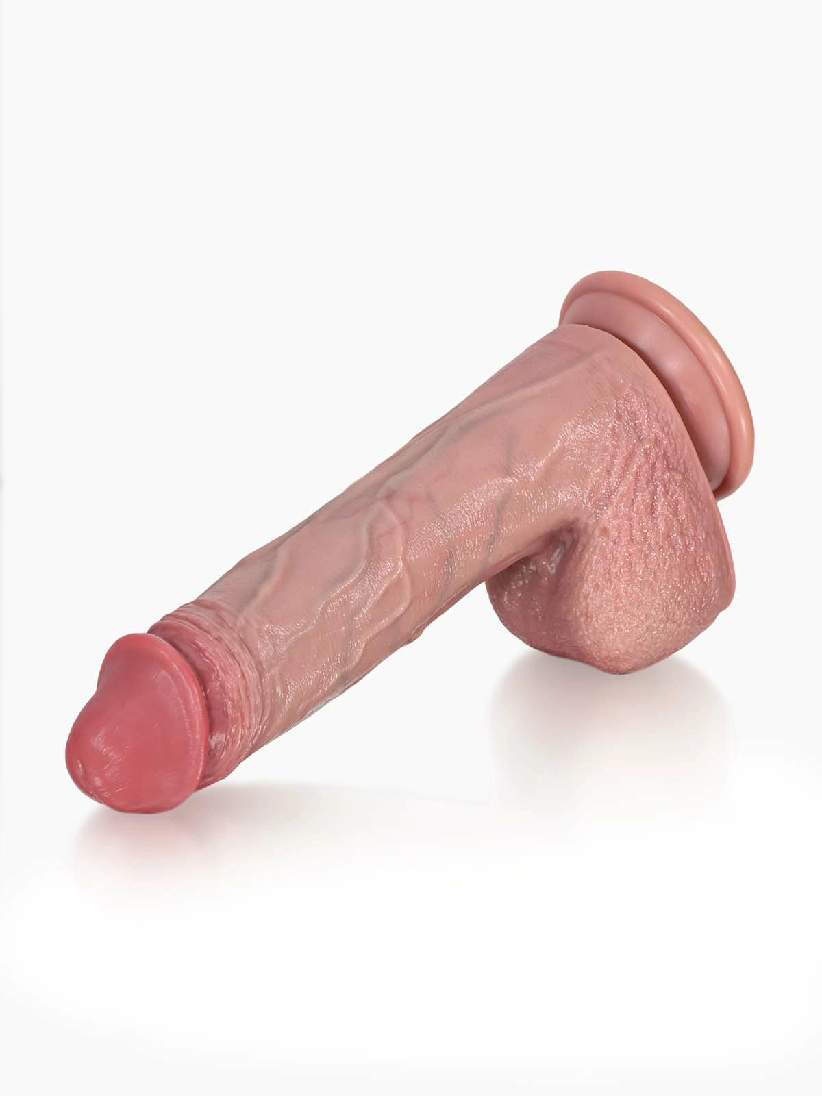 Leon - Stötande Dildo med Veckad Hudtextur och Värme - 22,4 cm