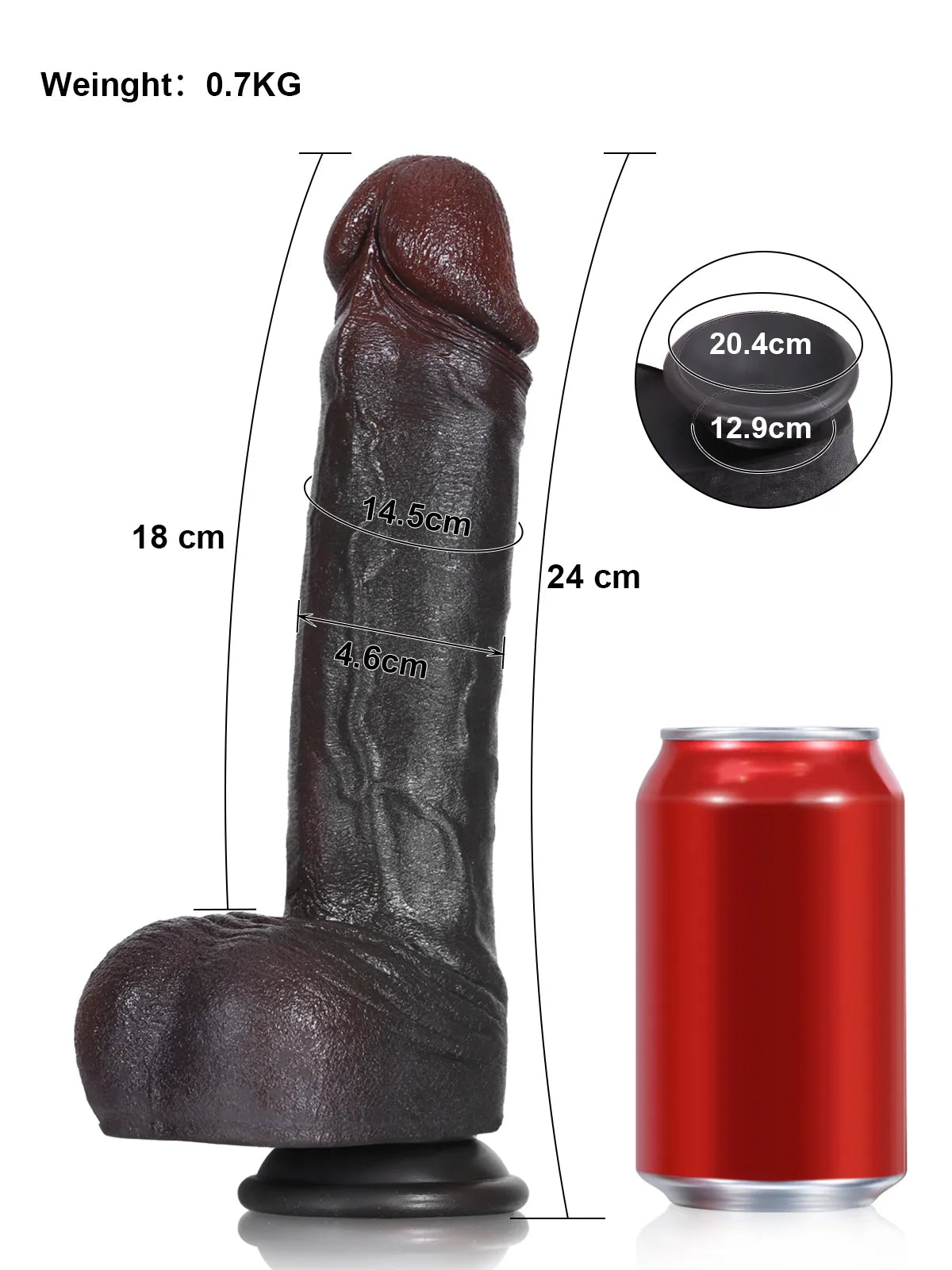 24,5 cm Svart Dildo Böjbar Dildo i Dubbelskiktat Premium-silikon