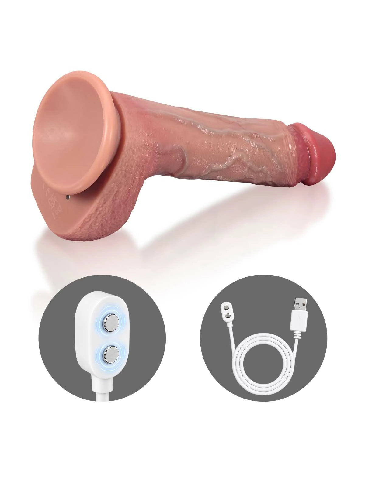 Roman - Stötande Dildo med Motor i Spetsen och Bred Ollonkant - 22,4 cm