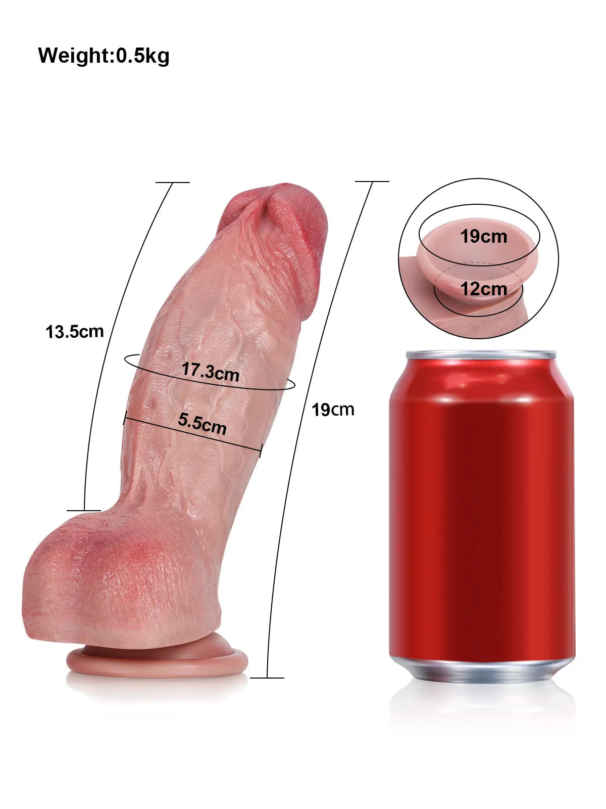 16,5 cm Tjock Kort Realistisk Dildo med Upphöjd Ås