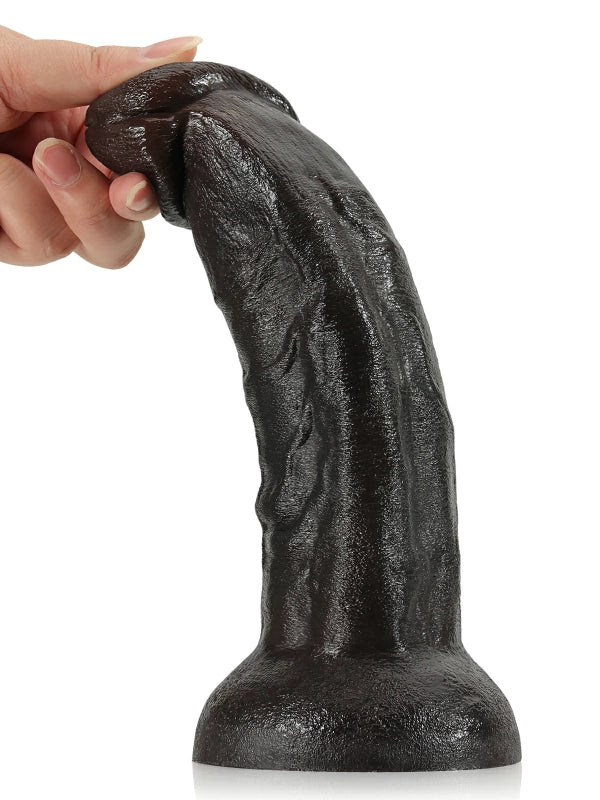 22 cm Stor Svart Dildo Stabil Bas Fyllig och Kraftfull Känsla