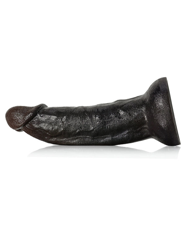 22 cm Stor Svart Dildo Stabil Bas Fyllig och Kraftfull Känsla