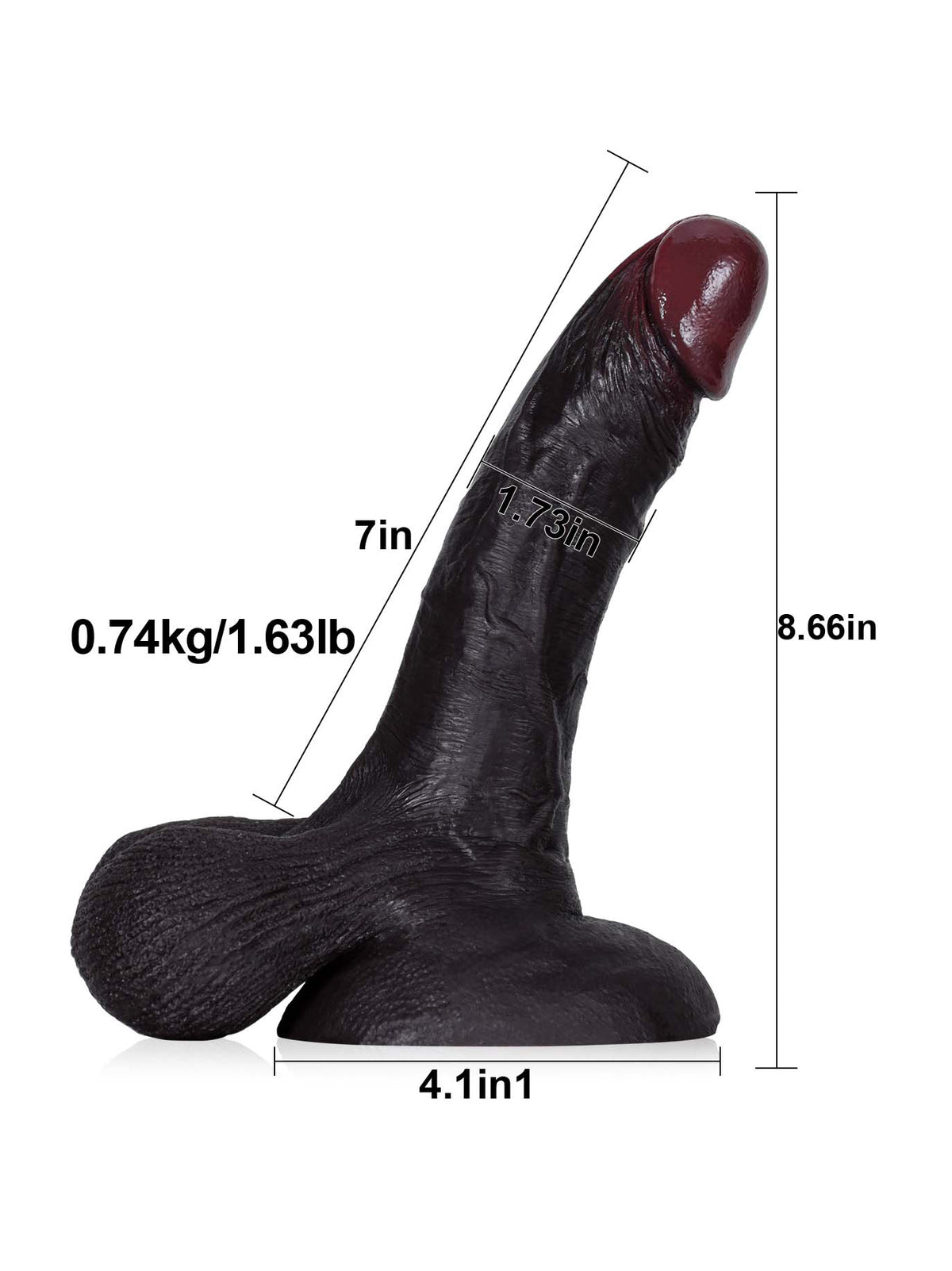 22 cm Realistisk Svart Dildo med Detaljerad Textur och Rörliga Testiklar