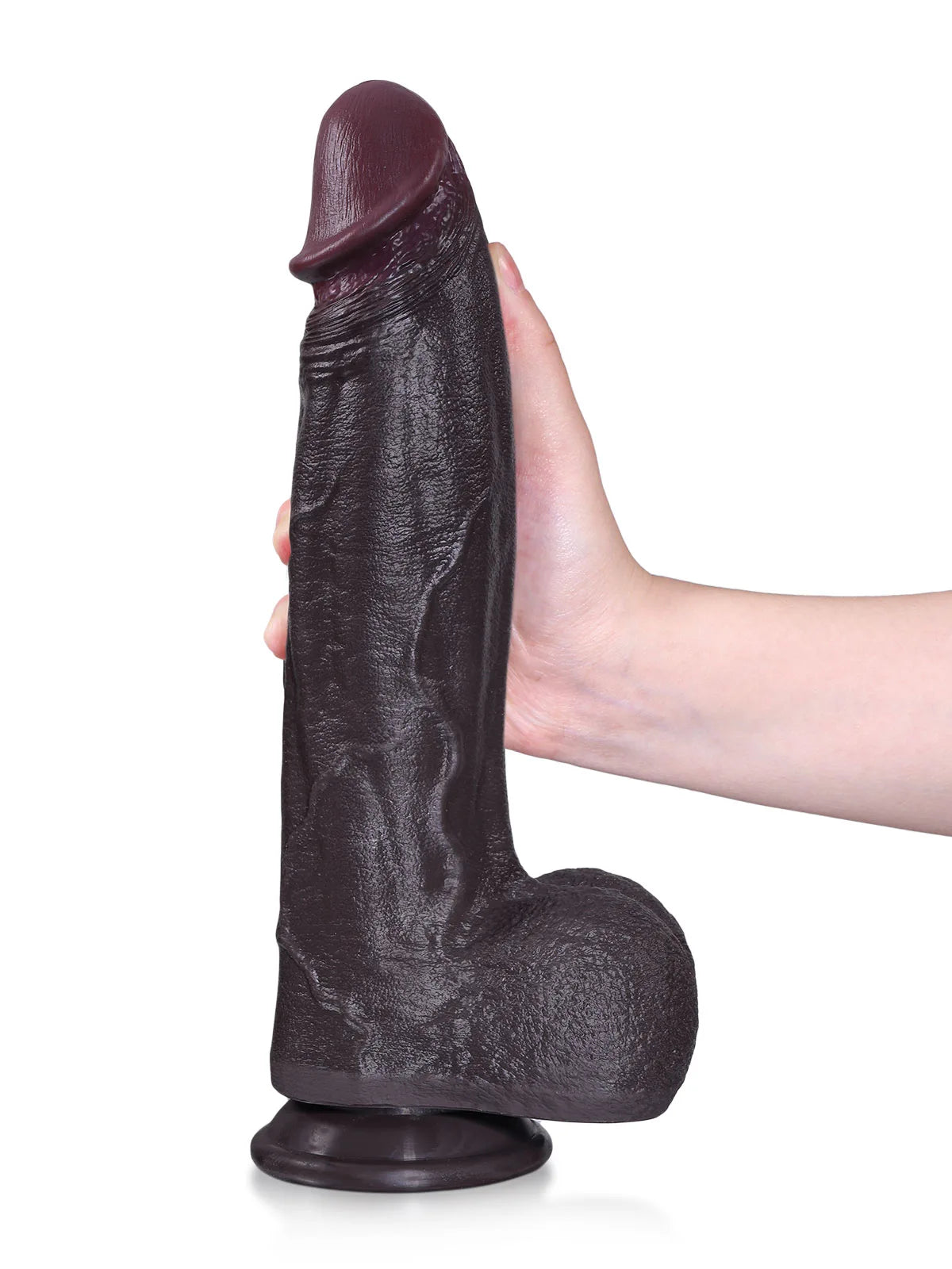 27,4 cm Grov Svart Dildo med Avsmalnande Topp och Bred Kropp