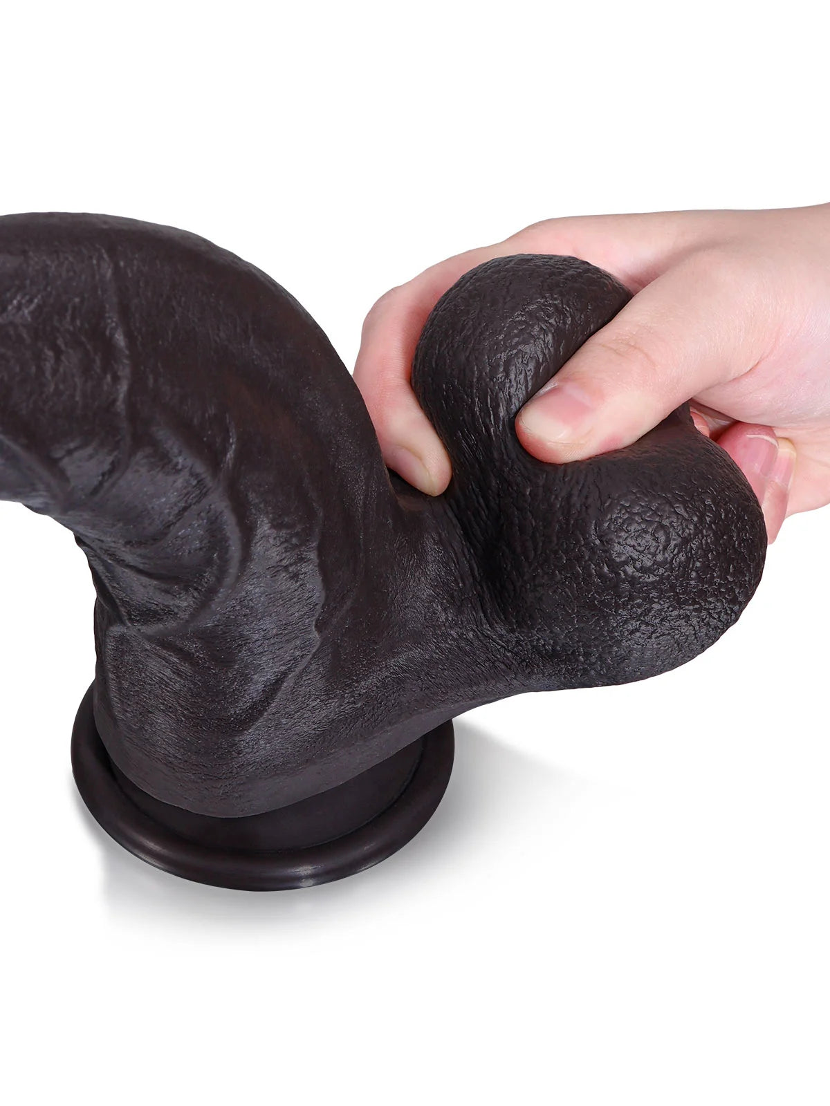 Hunter: 23,6 cm Böjd Svart G-punkt Dildo med Progressiv Grovlek