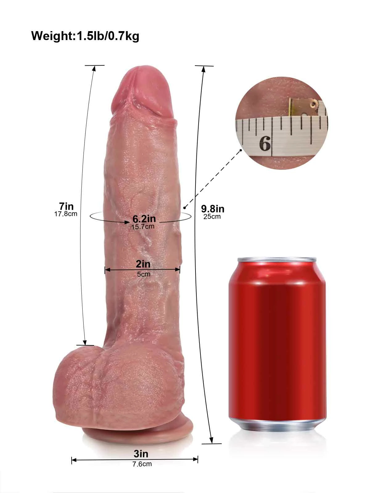 Dante - Realistisk Thrusting Dildo med Förhud och Rakt Skaft - 25 cm