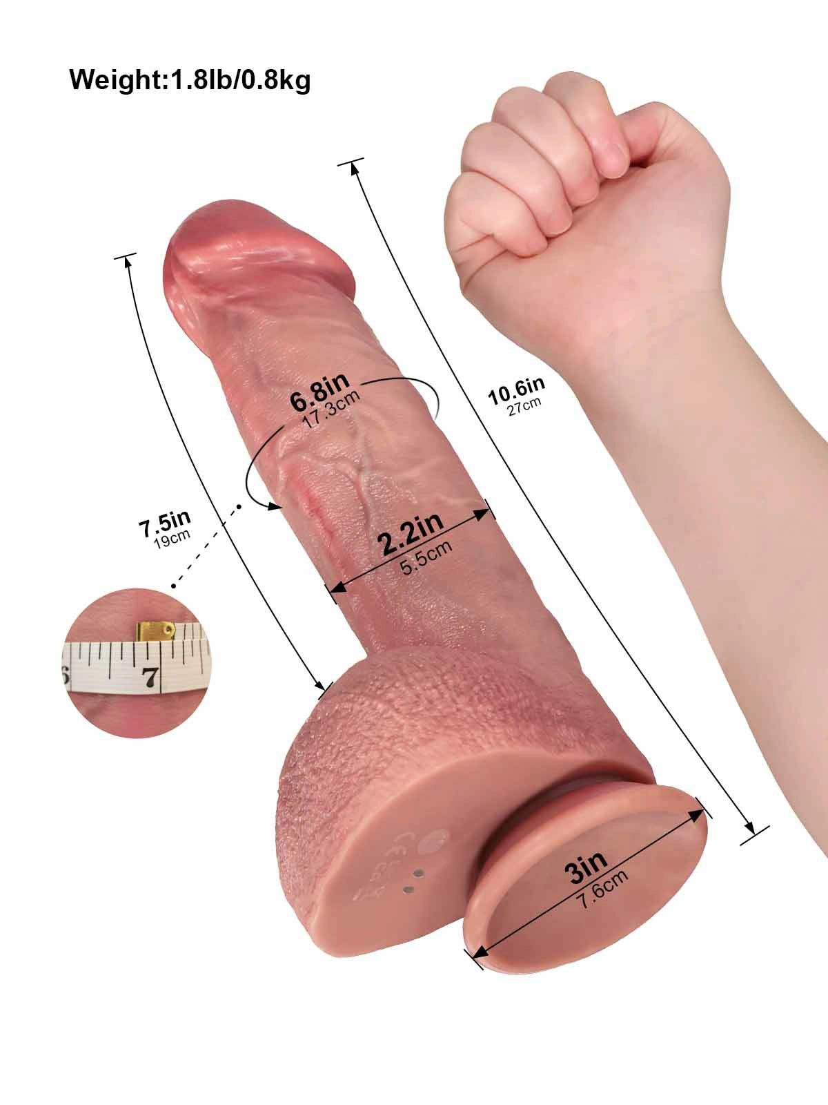 Elias - Grov Thrusting Dildo med Dubbel-densitet och Bred Kant - 27 cm