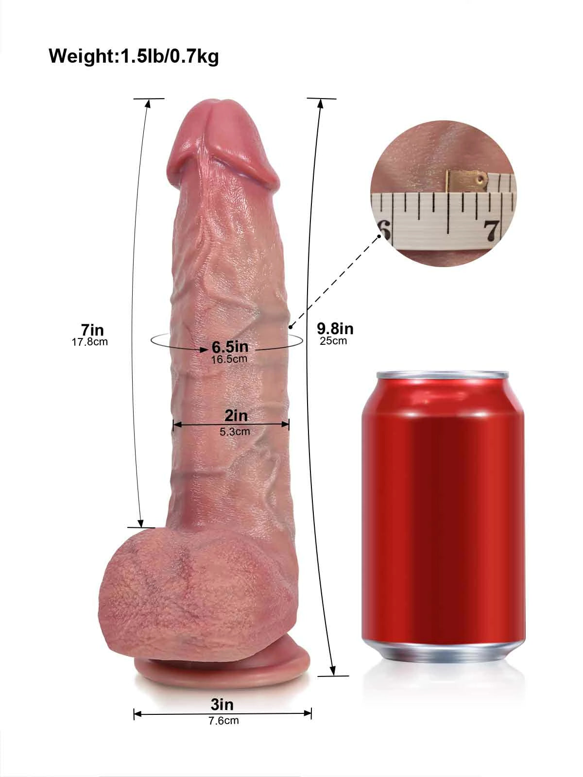 Nico - Grov Thrusting Dildo med Mjukt Svampformat Ollon - 25 cm