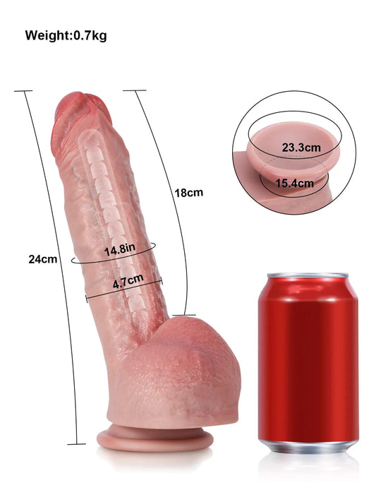 23,5 cm Hyperrealistisk Dildo med Böjbar Metallkärna och Realistisk Struktur