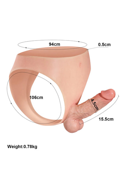 15,5 cm Realistisk Silikon-Strap-On med Fast Kärna