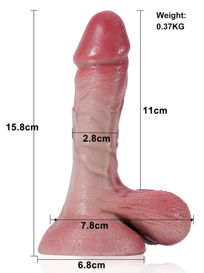 15,8 cm Liten Mjuk Realistisk Dildo i Hudton med Rörliga Testiklar