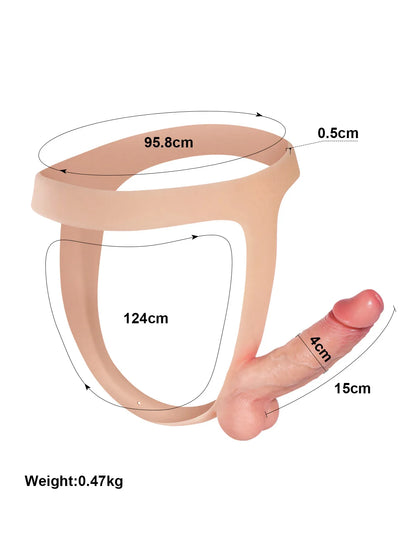 15 cm Ultratunn Silikon-Strap-On Dildo för Par