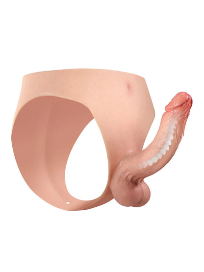 17,5 cm Bärbar Silikon-Strap-On med Mjuka Testiklar & Fast Skaft