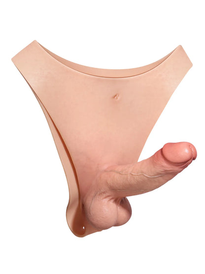 17,5 cm Bärbar Silikon-Strap-On med Mjuka Testiklar & Fast Skaft