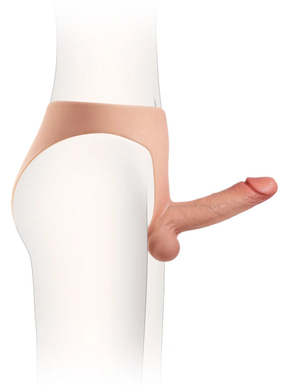 17,5 cm Bärbar Silikon-Strap-On med Mjuka Testiklar & Fast Skaft