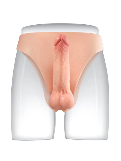 17,5 cm Bärbar Silikon-Strap-On med Mjuka Testiklar & Fast Skaft