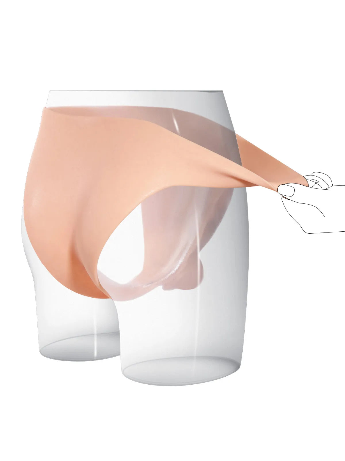 17,5 cm Bärbar Silikon-Strap-On med Mjuka Testiklar & Fast Skaft