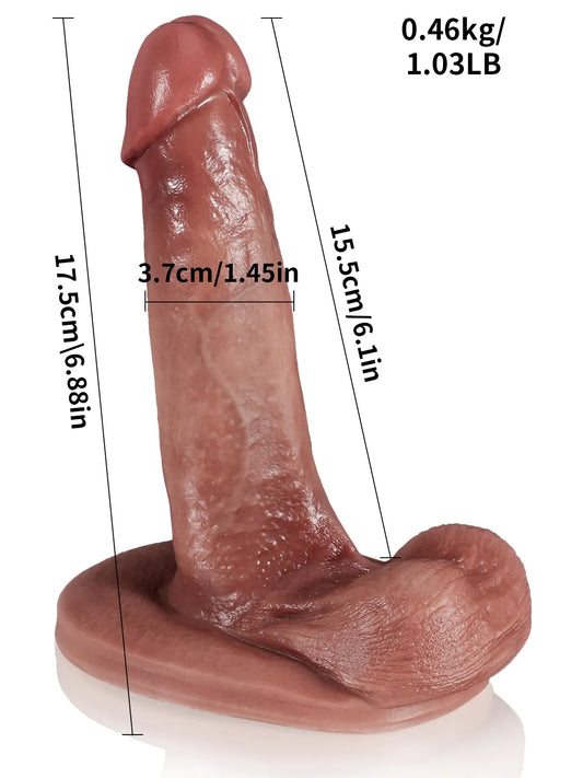 17,5 cm Realistisk Dildo med Rörlig Hud och Testiklar - Perfekt för Nybörjare