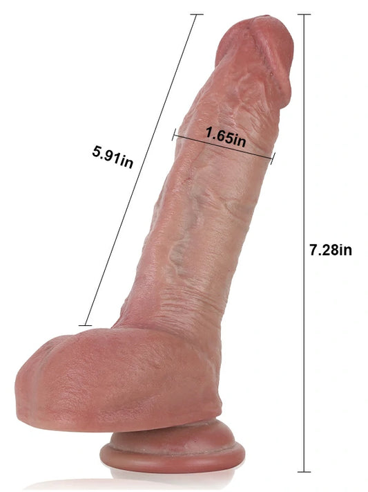 18.5 CM Realistic Silicone Dildo with Suction Cup Base