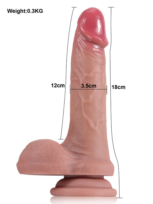 18 cm Sliding Skin Dildo för Nybörjare med Hudliknande Textur