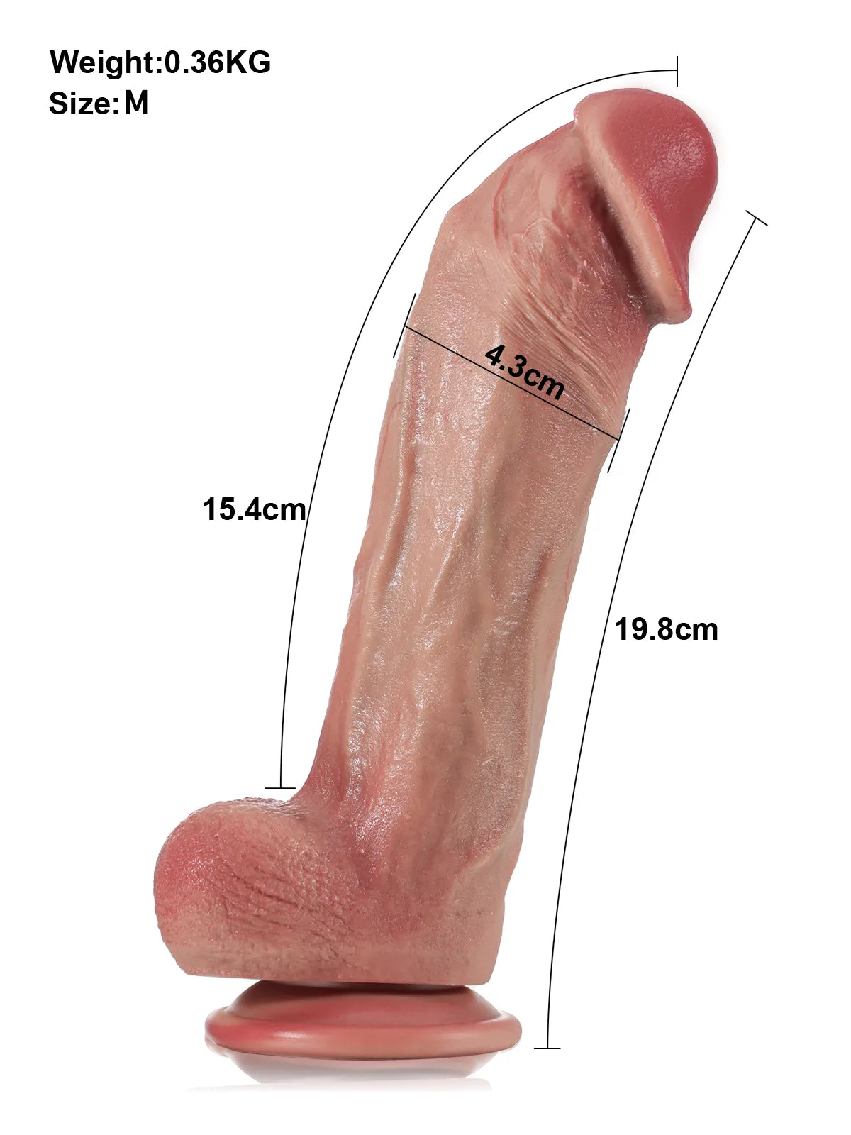 19,8/ 23,8 cm Tjock Böjd G-punktsdildo i Hudton med Böjbar Metallkärna