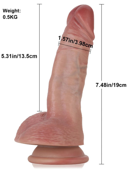 19 cm Realistisk Dildo med Upphöjd Ås och Testiklar - Perfekt för Nybörjare
