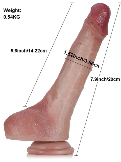 20 cm Realistisk Mjuk & Flexibel Dildo i Silikon med Keel-Design